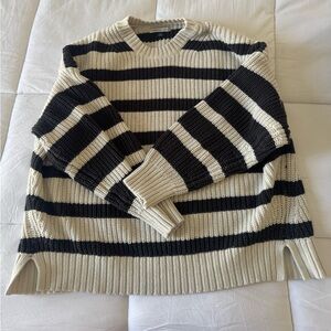 American Eagle Outfitters Black and Cream Striped Sweater